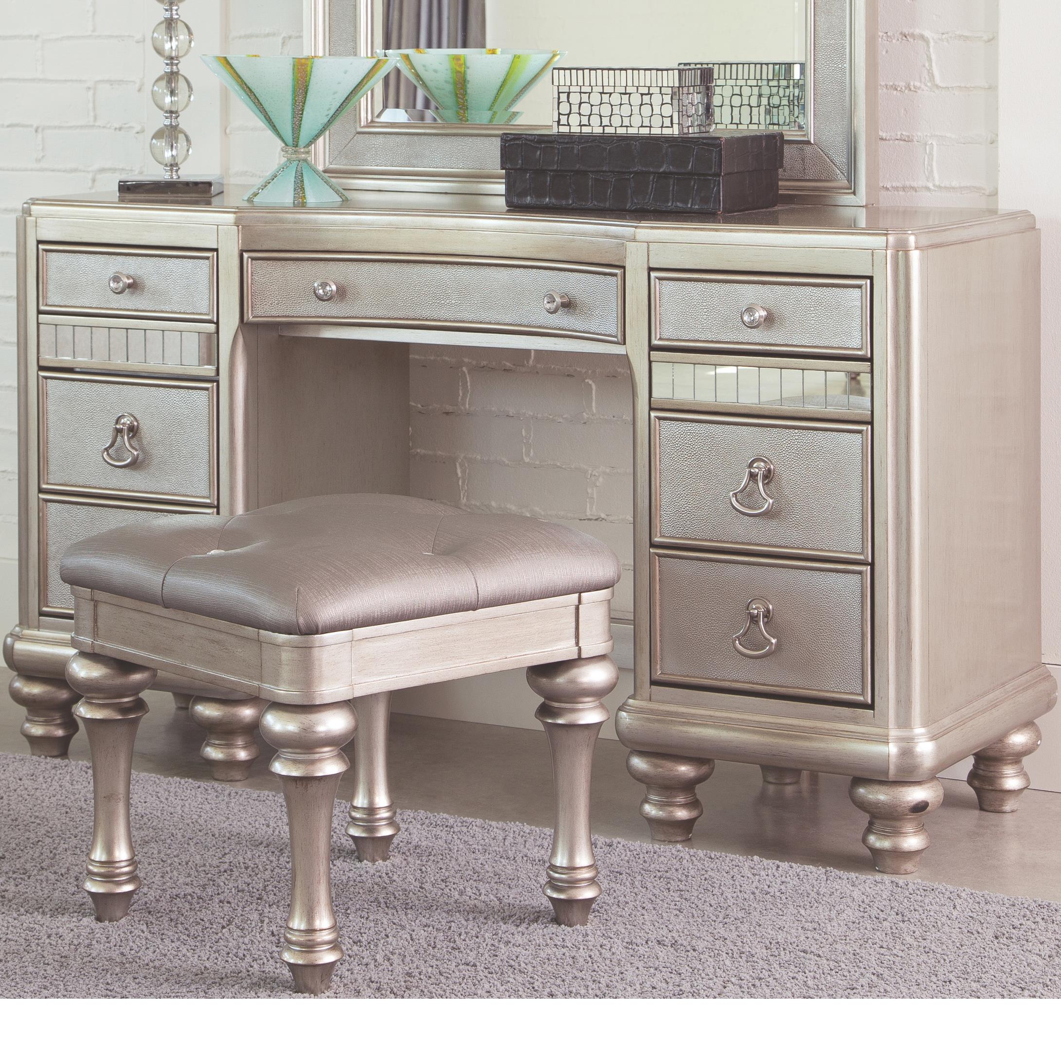 Coaster Bling Game 204187 Vanity Desk with 7 Drawers and Stacked Bun